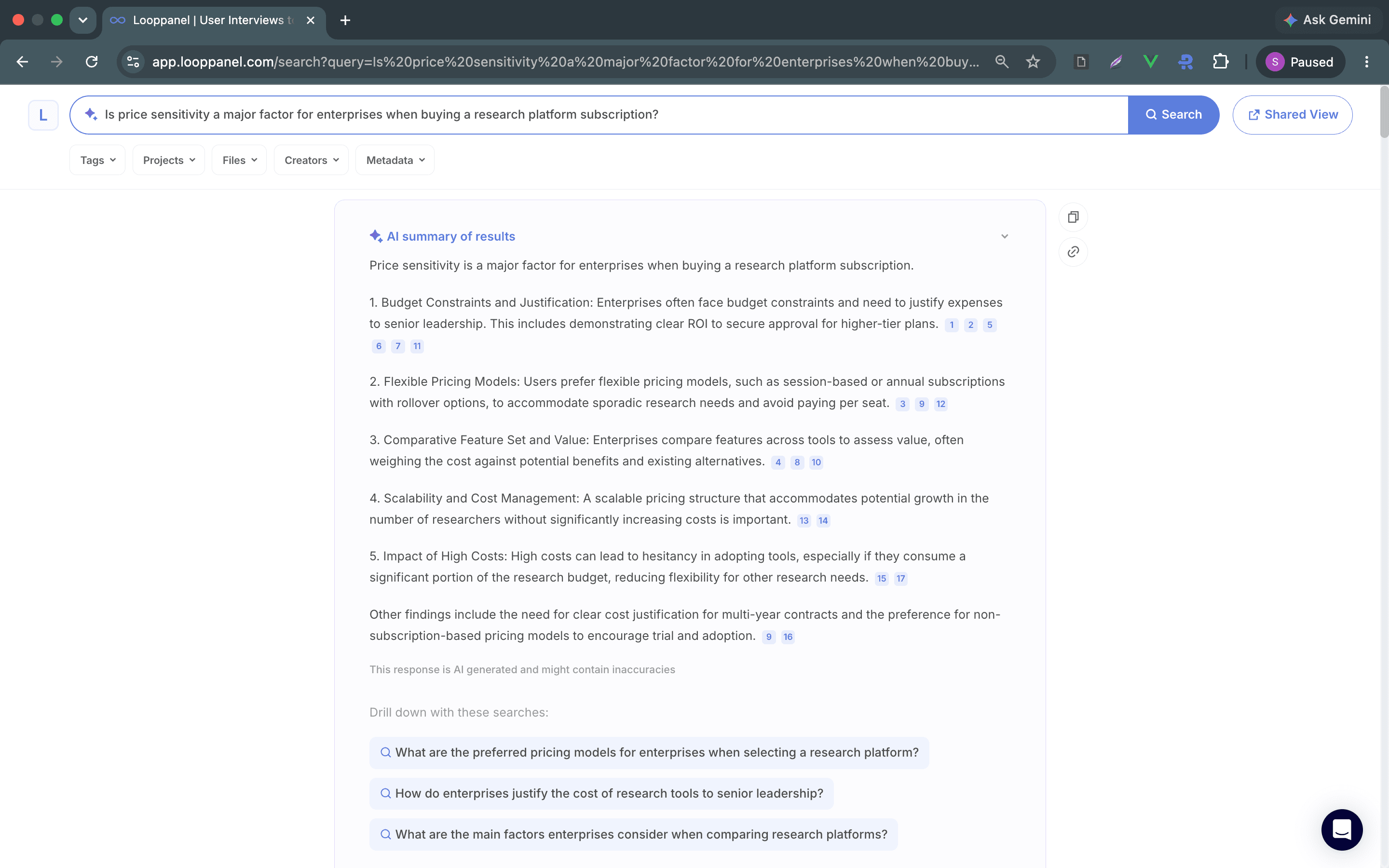 AI Summary for Search